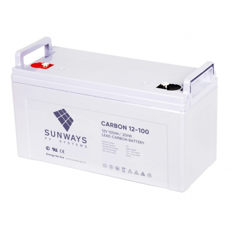 Аккумулятор карбоновый Sunways Carbon 12-100 LPbC	 12В 100А*ч